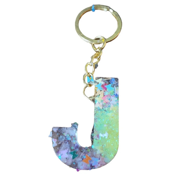 Hand Crafted Accessories - Resin Initial Keychain Letter Alphabet Sweet Bag Charm Key Chain for Women Girl